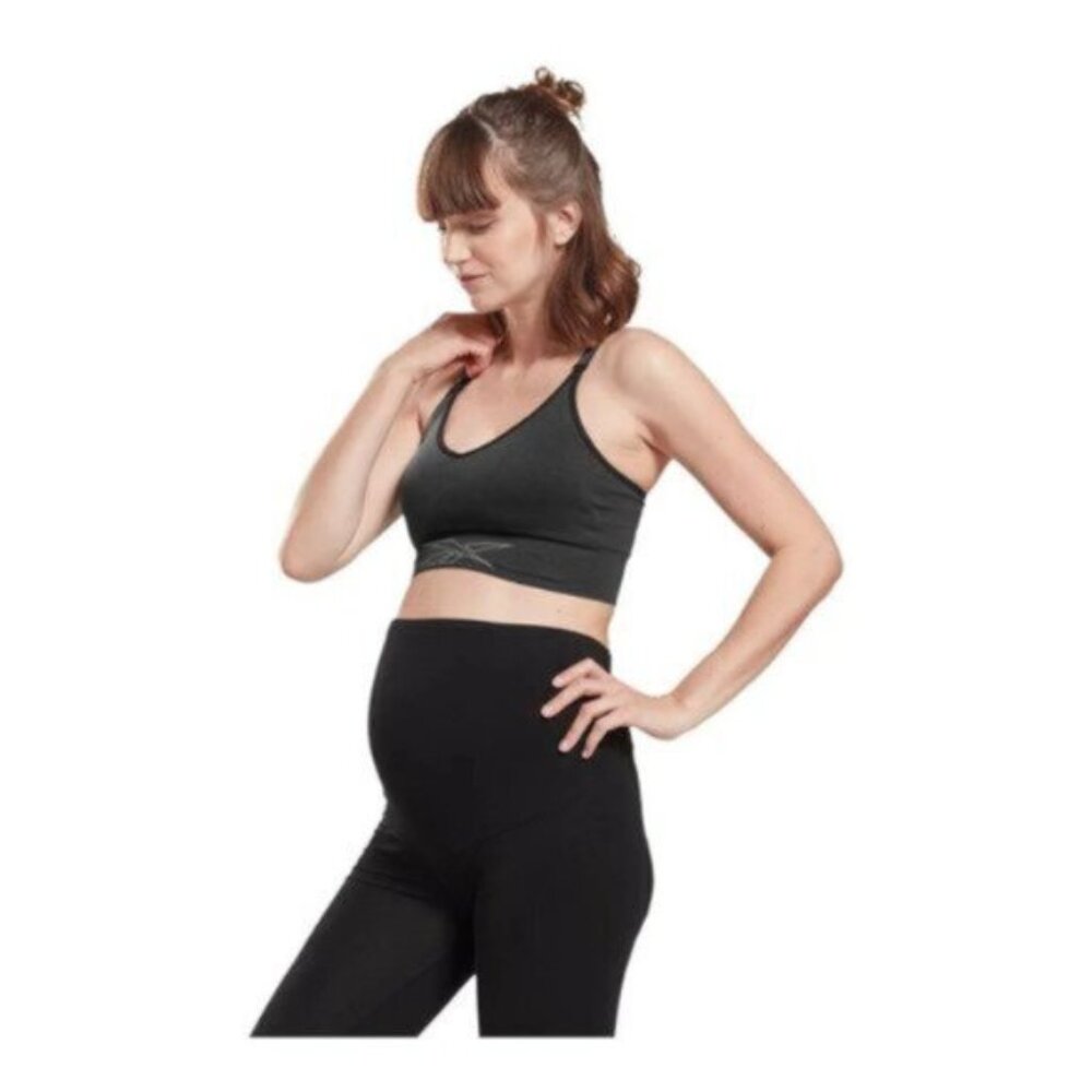 Reebok Studio Maternity Nursing Sports Bra Medium Support Removable Pads Black L